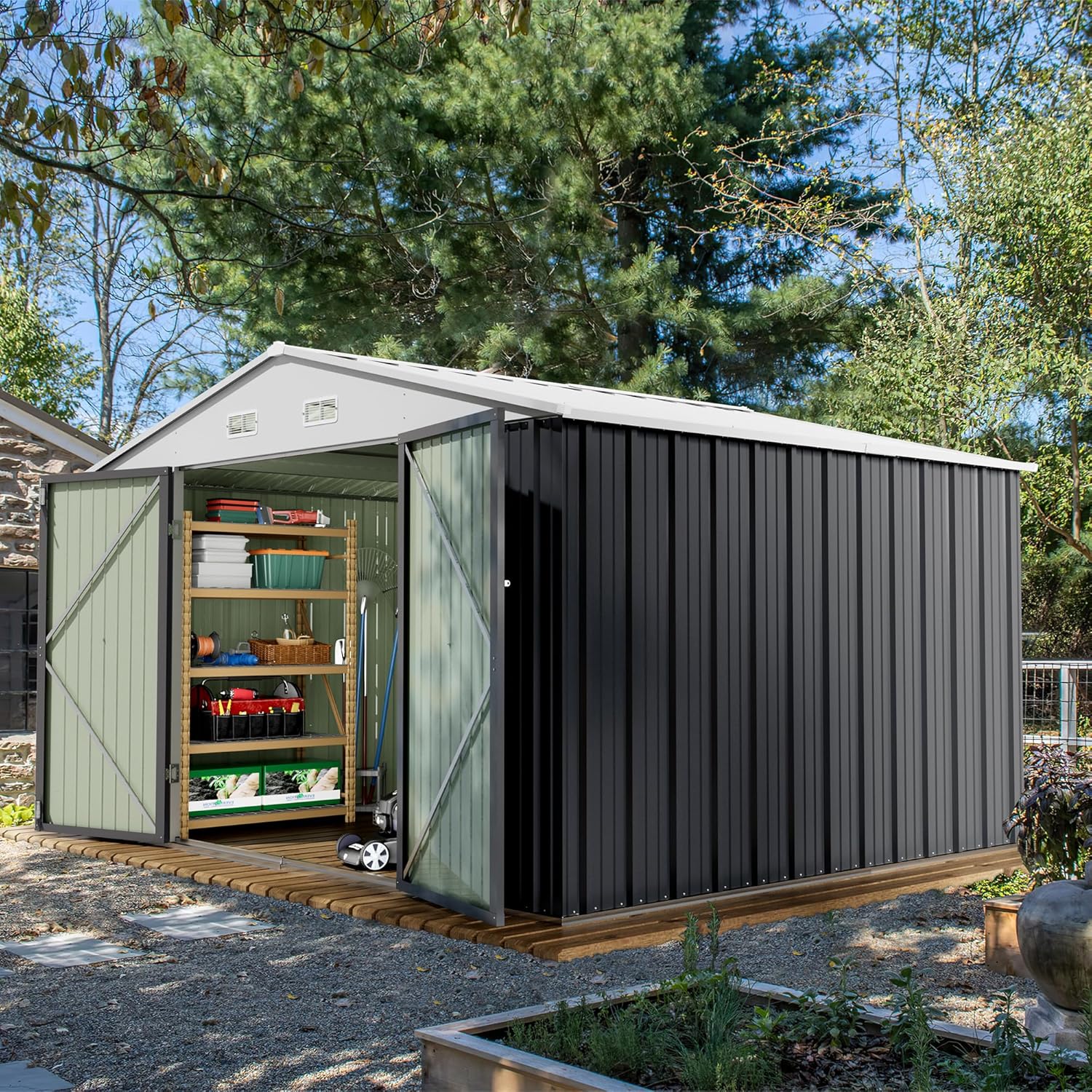 Devoko Outdoor Storage Shed 5 x 3 ft Lockable Metal Garden Shed Steel Storage