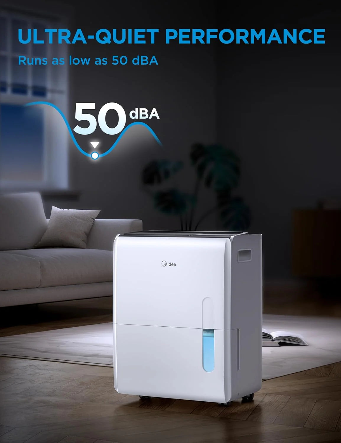 4,500 Sq. Ft.Dehumidifier for Basement, Energy Star Certified, With Reusable Air Filter 50 Pint - Ideal For Basements, Large & Medium Sized Rooms, And Bathrooms (White)
