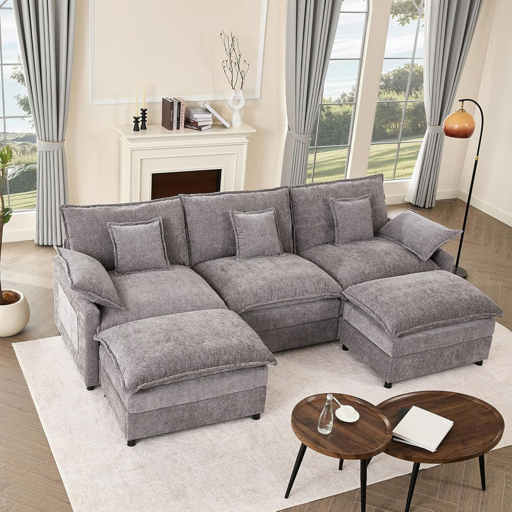 108 Inch U Shape Sofa Sectional Sofa Comfortable Cloud Sofa Living Room Deep Seat Sofa