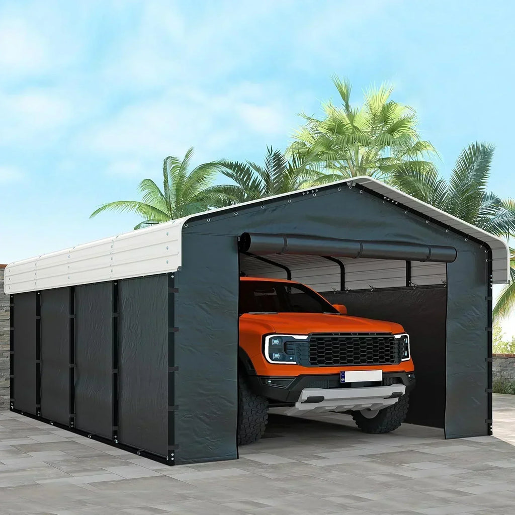 10'x15' Heavy Duty Metal Carport Outdoor Garage Car Shelter Shade with Heavier Frame
