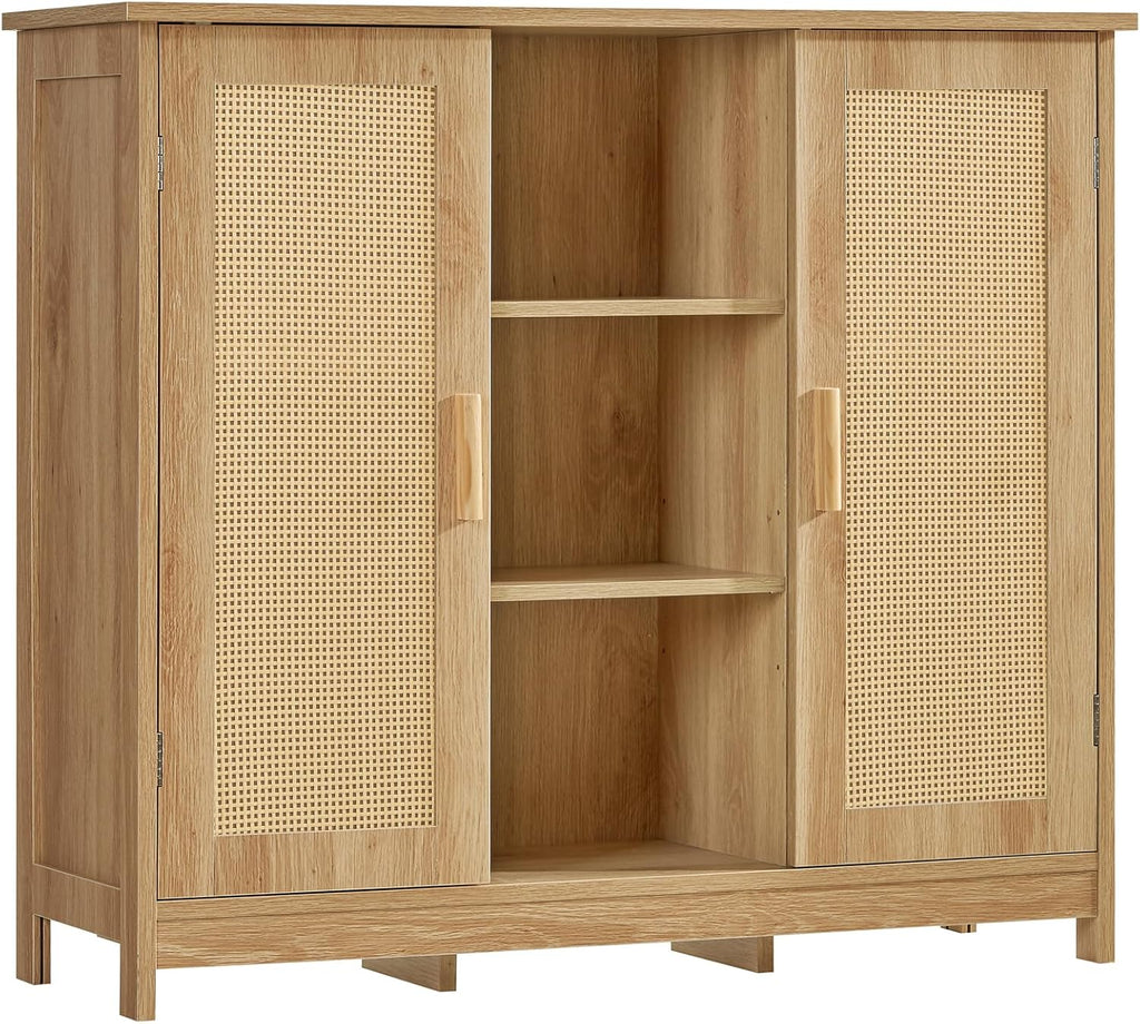 Iwell Storage Cabinet with 2 Drawers & Adjustable Shelves, Cupboard, Floor Cabinet