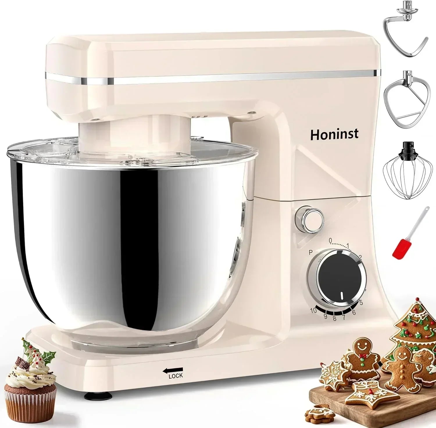 10-Speed Stand Mixer with 8-in-1 Splash Guard Tilt Head 6-Quart Stainless Steel Bowl