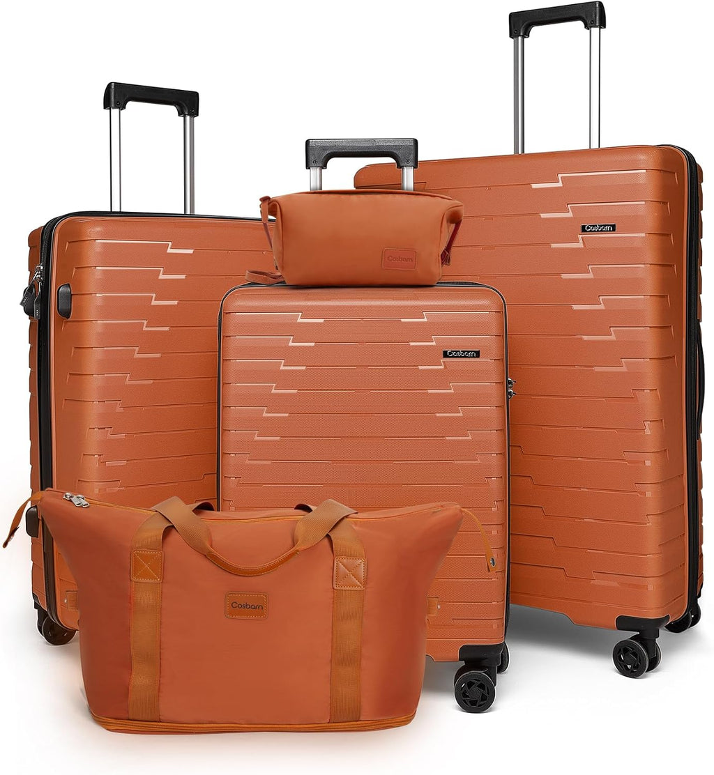 5-piece luggage set with wheels, ABS hardshell suitcase with spinner wheels