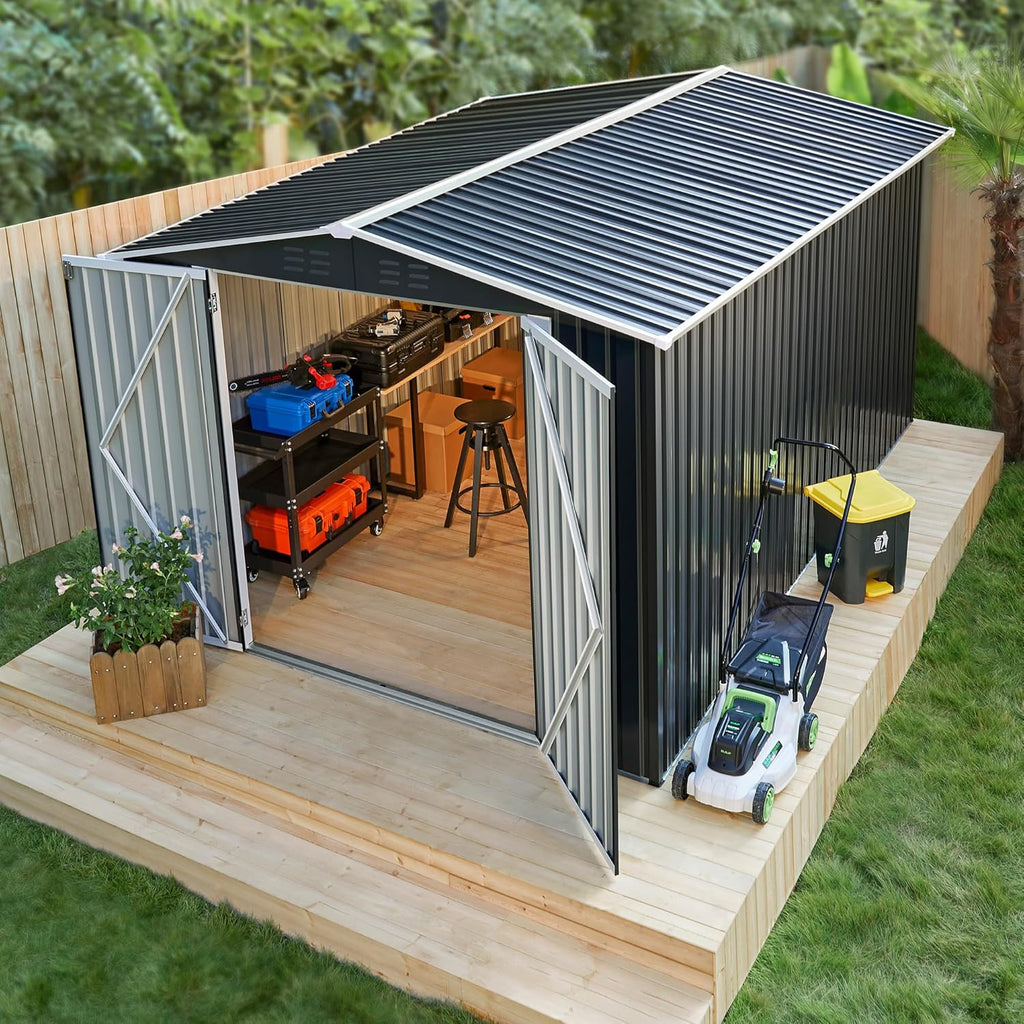 polar aurora 8x12 ft outdoor storage shed metal garden shed frame structure tool sheds