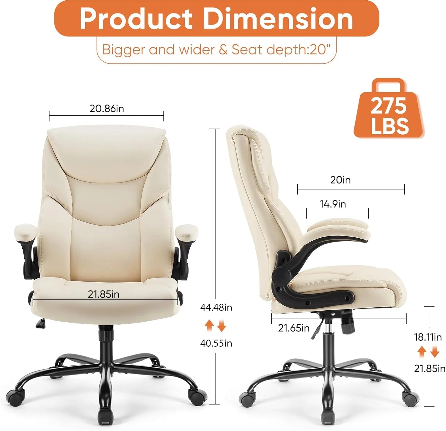 Ergonomic Office Chair Heavy Duty Work Desk Chair Adjustable Swivel Rolling Chair with Wheels