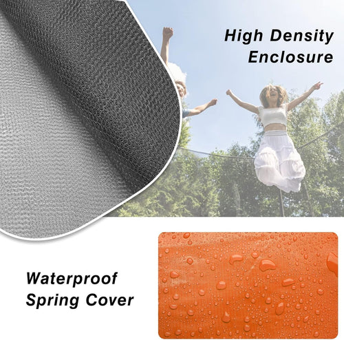 AOTOB 8FT 10FT 12FT 14 FT 15FT Trampoline with Safety Enclosure Net，Outdoor Trampoline with Basketball Hoop, Heavy Duty Jumping Mat and Spring Cover Padding for Kids and Adults, Storage Bag and Ladder