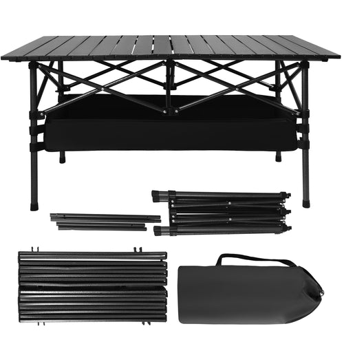AMTPM Folding Camping Table Portable Outdoor Table(No Net Bag), Lightweight 0.5mm Steel Lightweight Camping Table,   for Indoor & Outdoor Picnic Hiking, Backpacking, Beach，37x 22