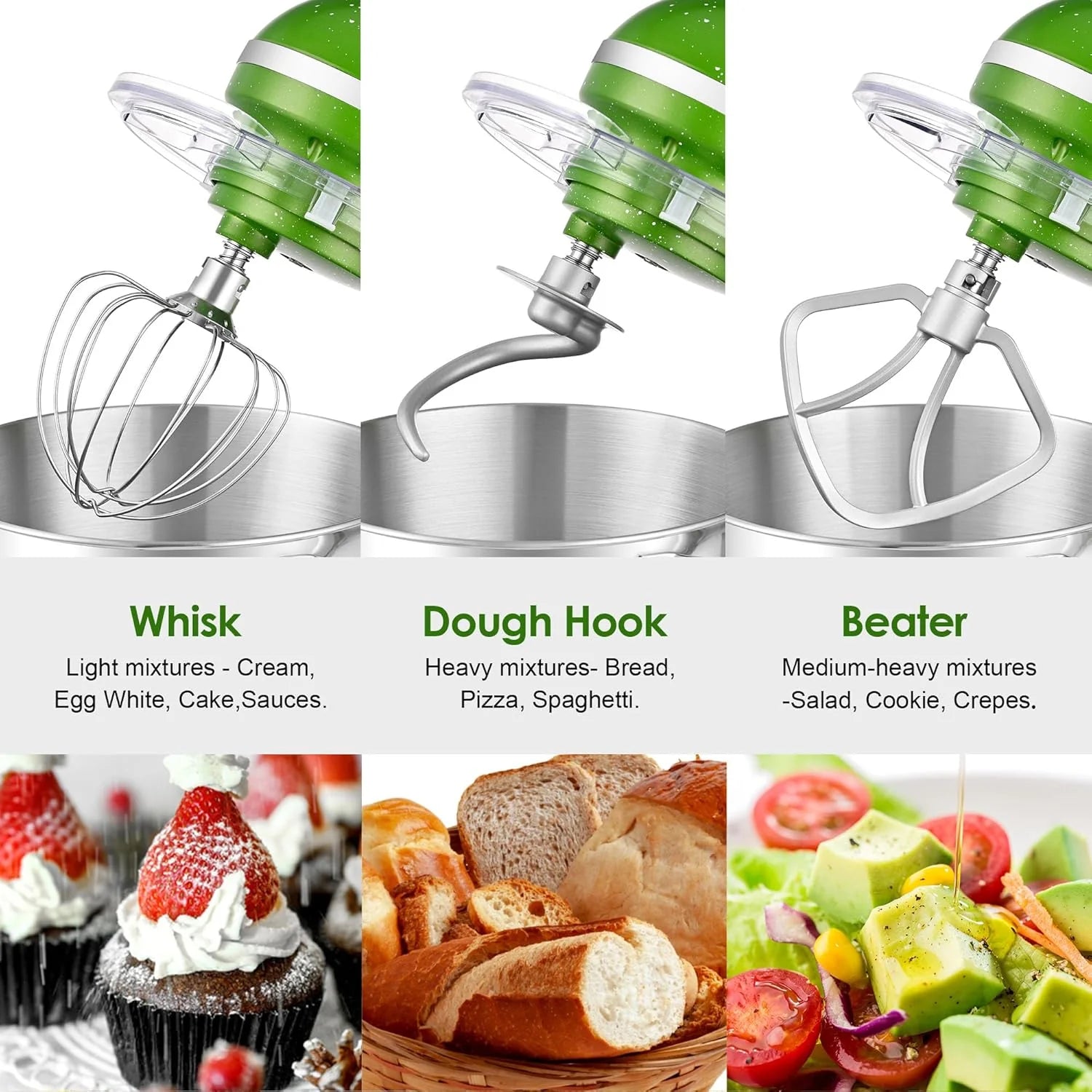 Aucma Stand Mixer,6.5-QT 660W 6-Speed Tilt-Head Food Mixer, Kitchen Electric Mixer with Dough Hook