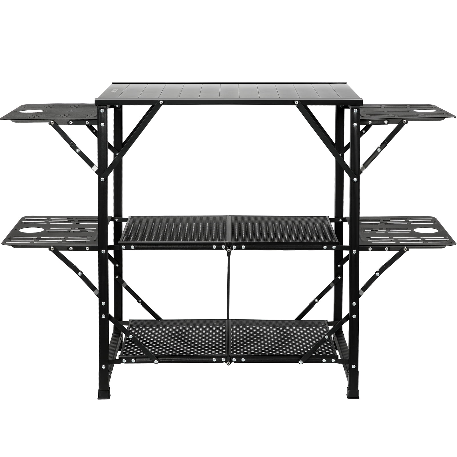 VEVOR Camping Kitchen Table, Quick set-up Folding Camping Table with A Carrying Bag, 3 Adjustable Heights, MDF Camping Table, Ideal for Outdoor Picnics, BBQs, Camping, RV Traveling