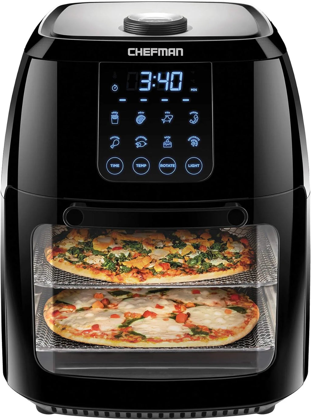 Chefman Compact 6.3-Quart Digital Air Fryer with Rotisserie, Dehydrator, and Convection Oven, 8 Touchscreen Presets